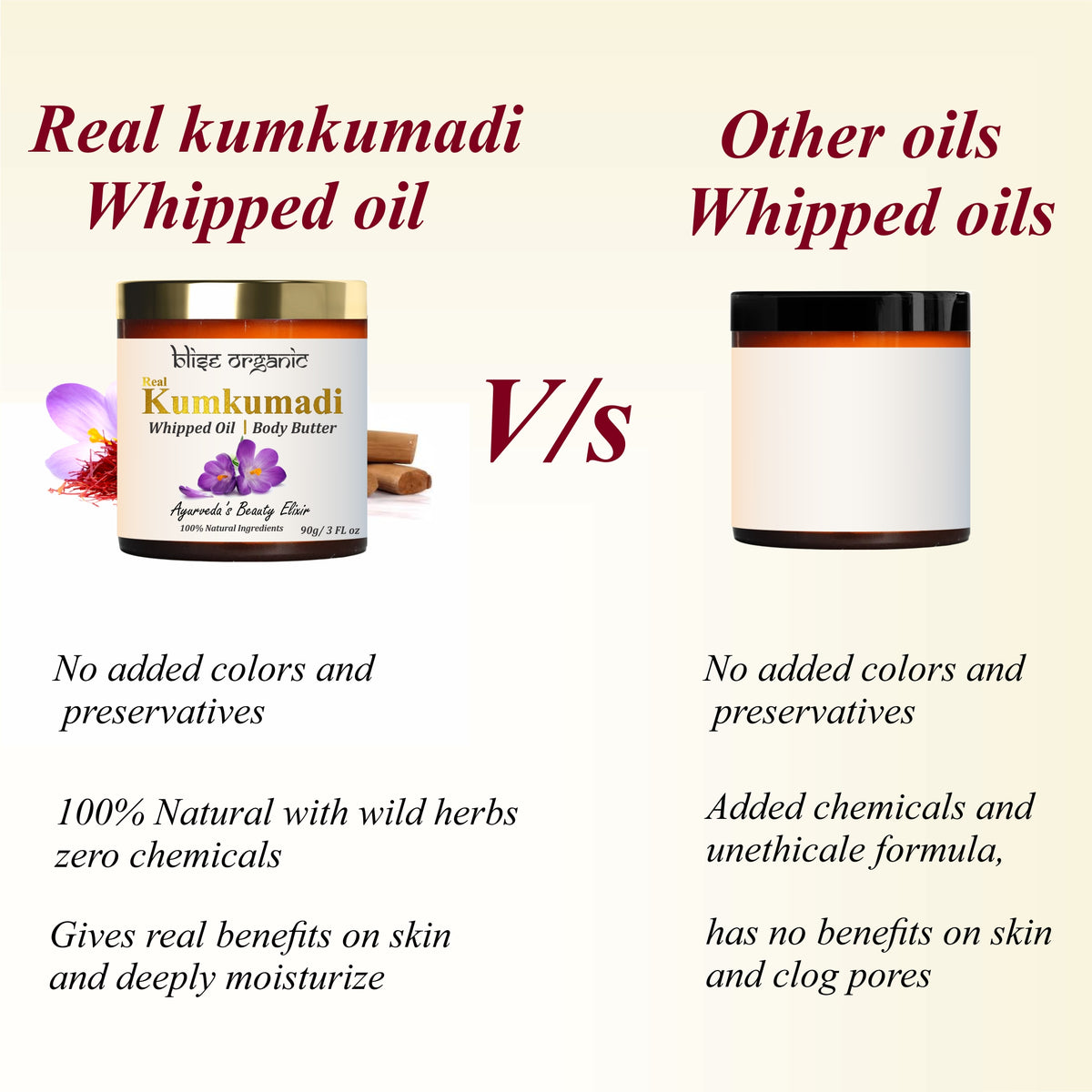 Kumkumadi Whipped Body butter - With Shea, Cocoa butter and Saffron and sandalwood oils
