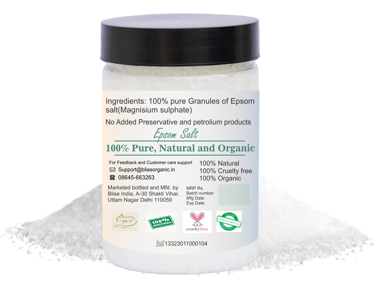 Epsom Salt - Unscented and organic 500g