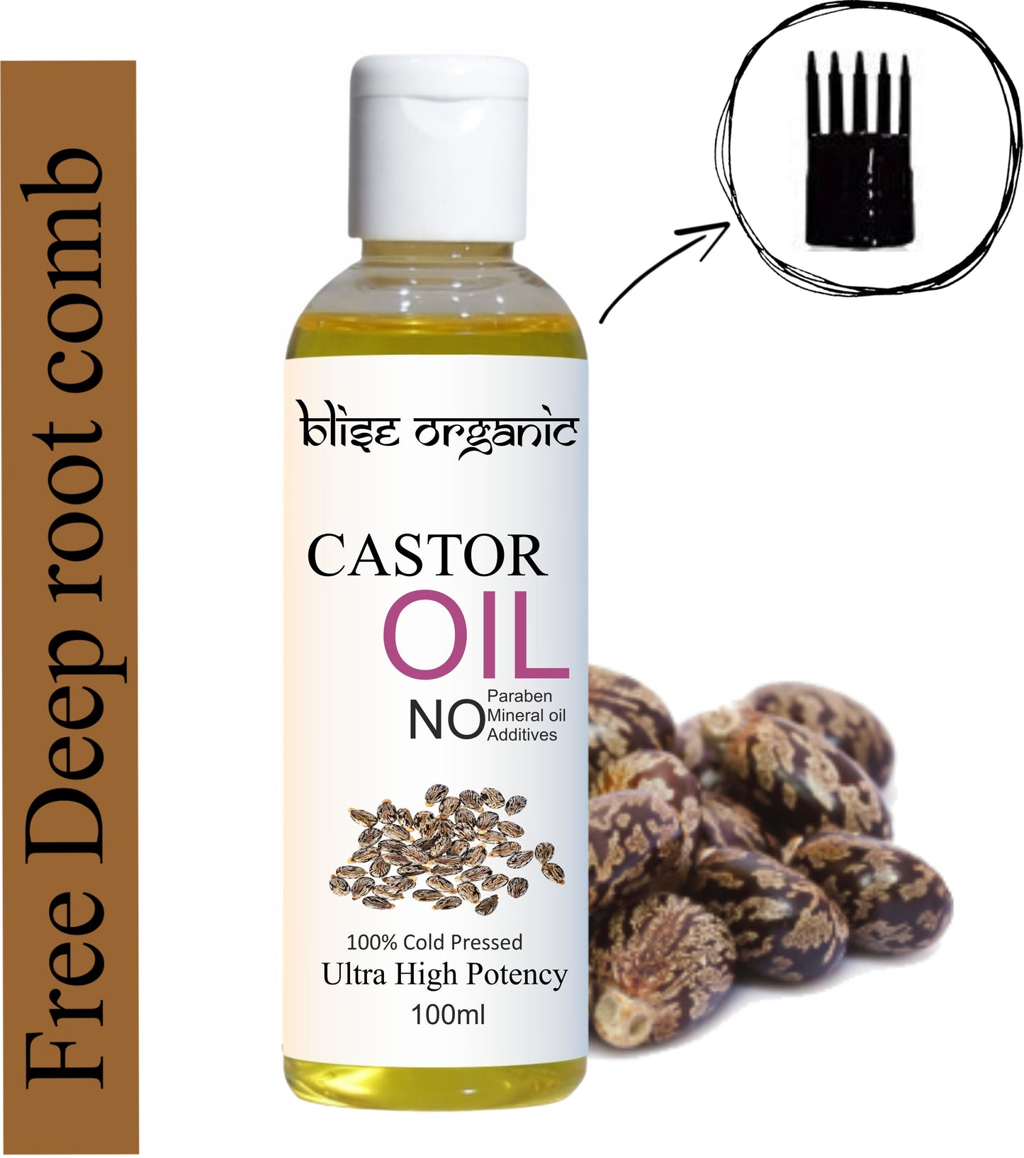 Castor Oil for Healthier Skin, Hair and Nails with 100% Pure and Natural Cold-Pressed Oil, 100ml