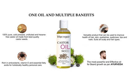 Castor Oil for Healthier Skin, Hair and Nails with 100% Pure and Natural Cold-Pressed Oil, 100ml