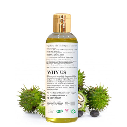 Castor Oil for Healthier Skin, Hair and Nails with 100% Pure and Natural Cold-Pressed Oil, 100ml