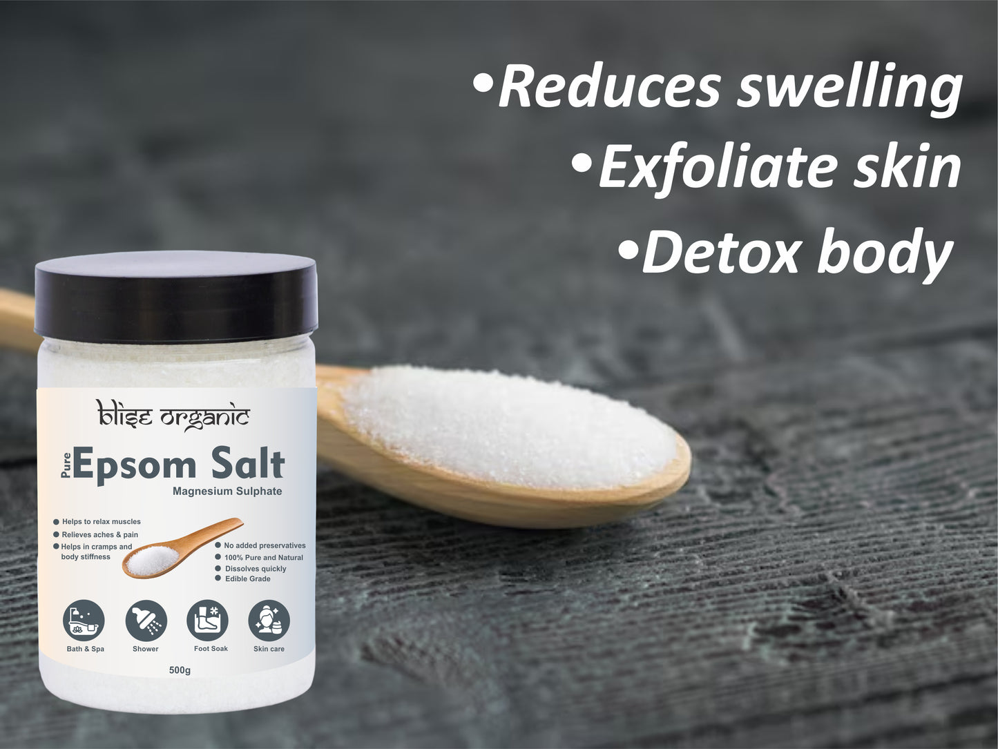 Epsom Salt - Unscented and organic 500g