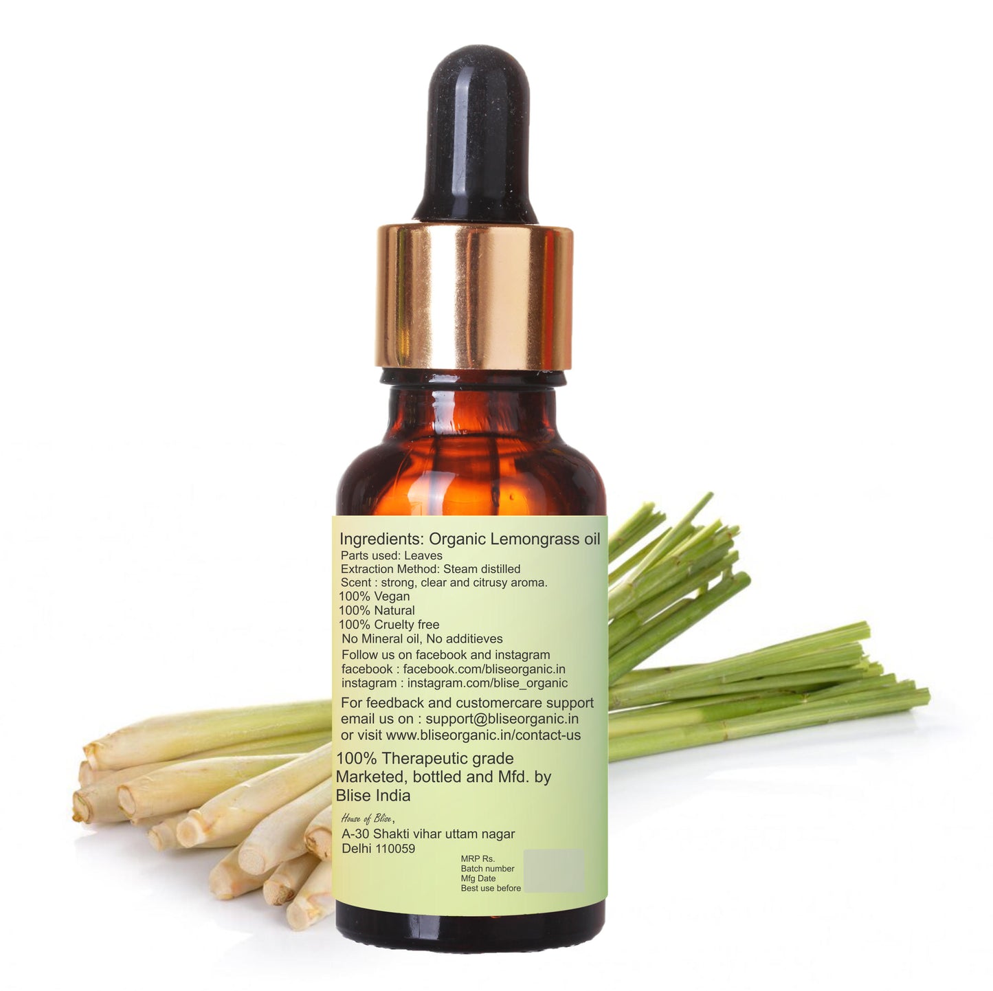 Lemongrass Essential oil -100% 0rganic