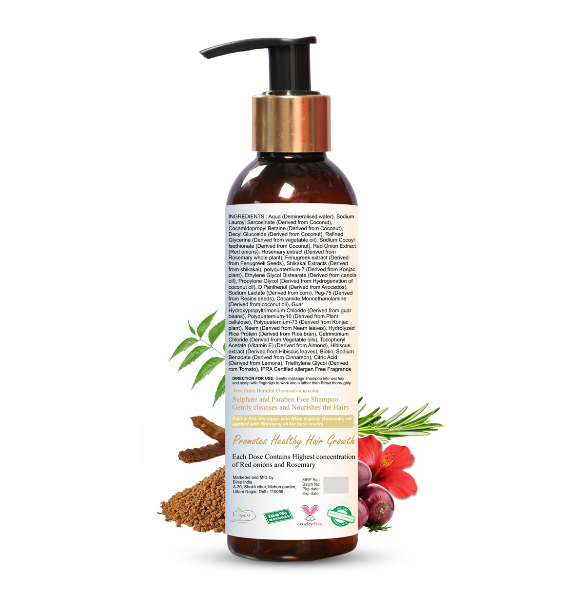 Red onion and Rosemary shampoo - For Hair Growth
