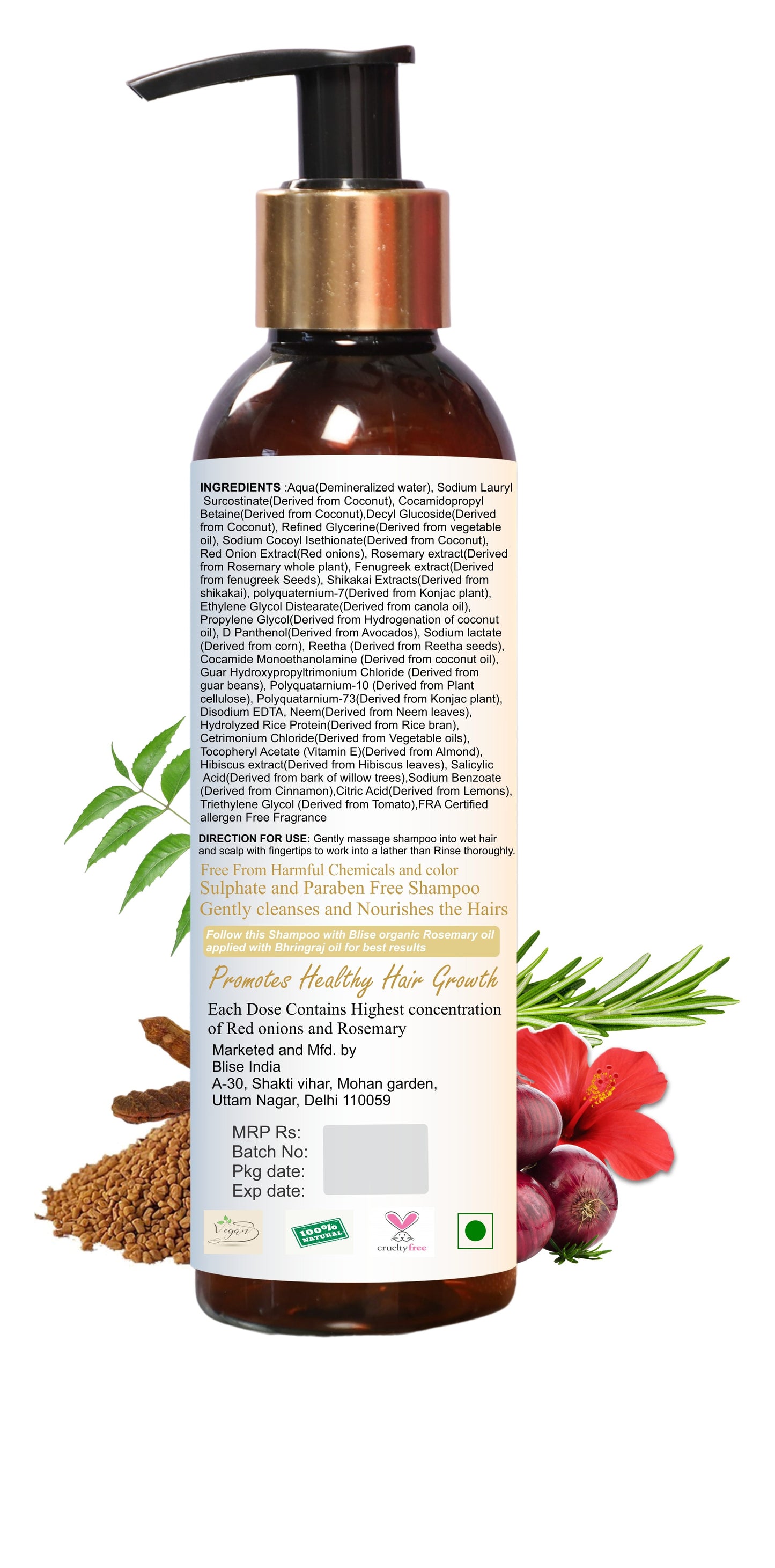 Red onion and Rosemary shampoo - For Hair Growth