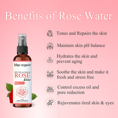 Edible Rose Water- 100% Pure, Natural and Organic